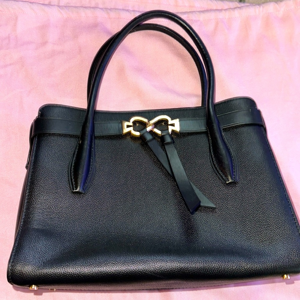 kate spade Black Pebbled Leather Satchel with Gold Hardware